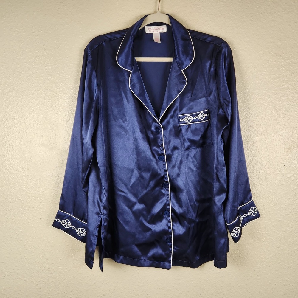 Vintage Ocar De La Renta‎ Pink Lable Sleep Shirt  Extra Large Blue